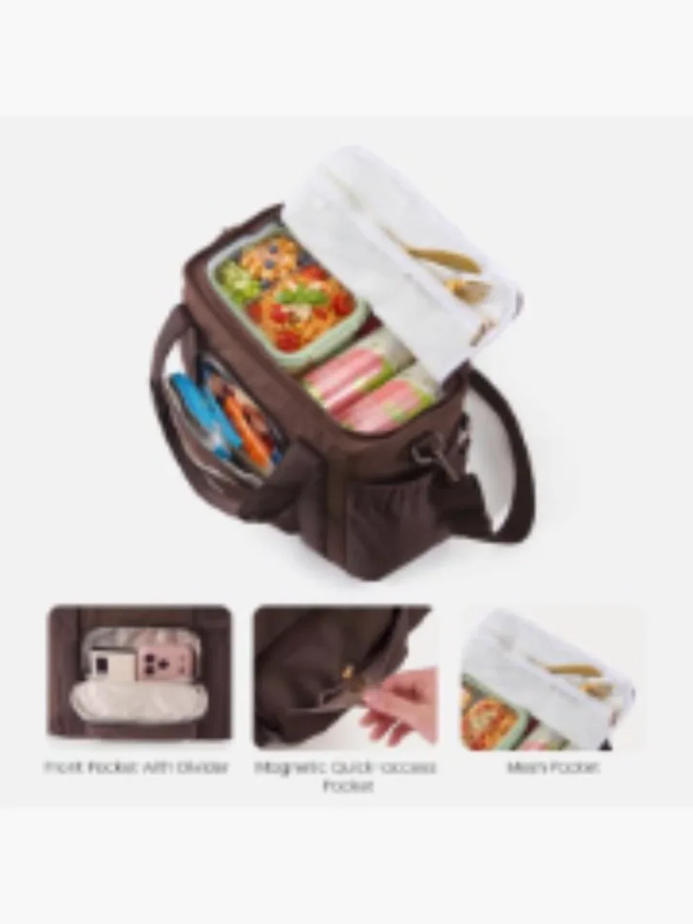 Insulated Lunch Tote Bag with Detachable Bow, Leakproof Cooler for Work,